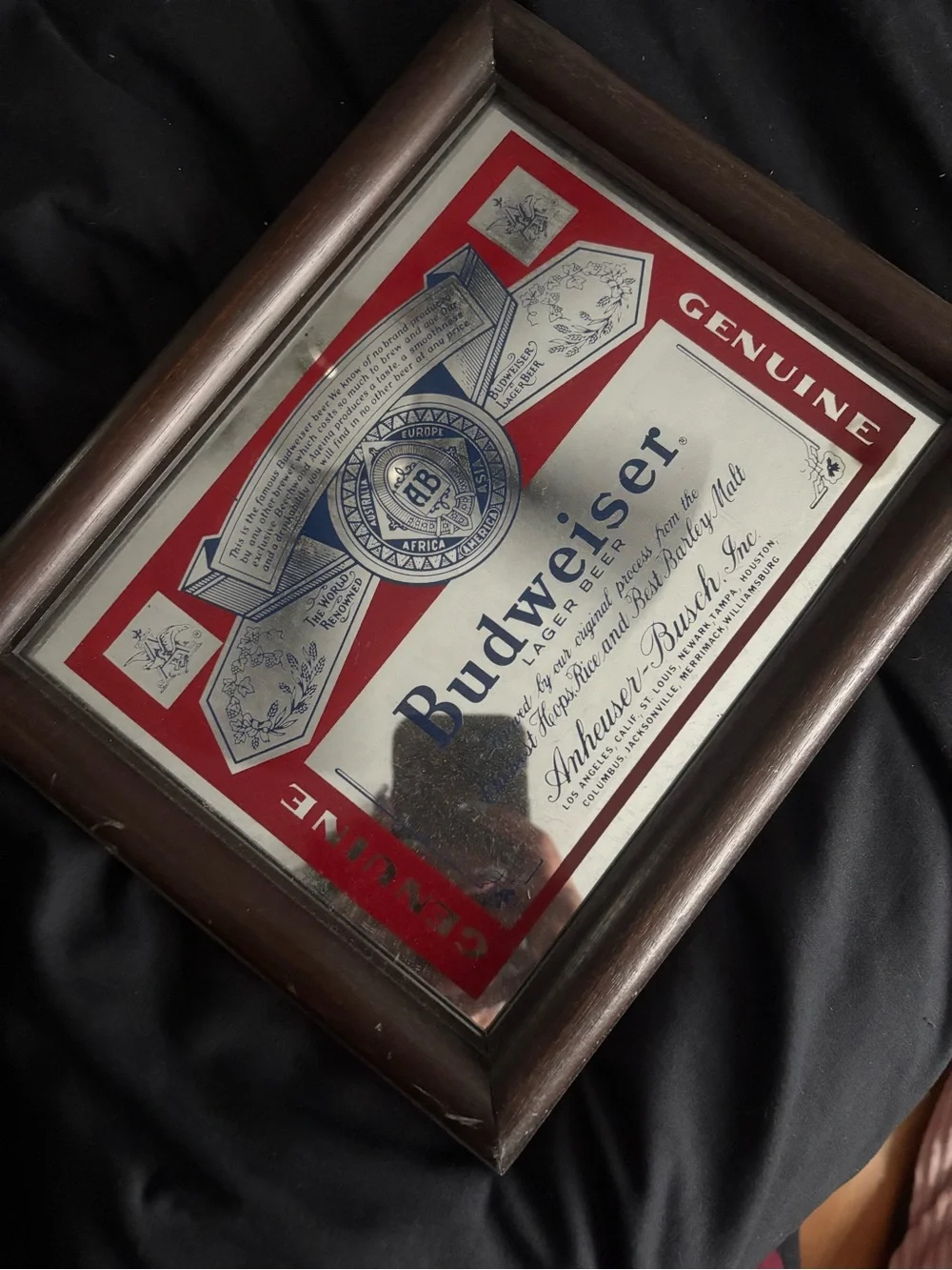 Budweiser Framed Reflective Sign in Red and Silver